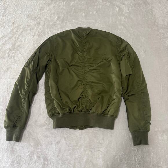 Topshop Women's Long Sleeve‎ Full Zip Bomber Jacket 2 Green Pockets Lined - Picture 5 of 13